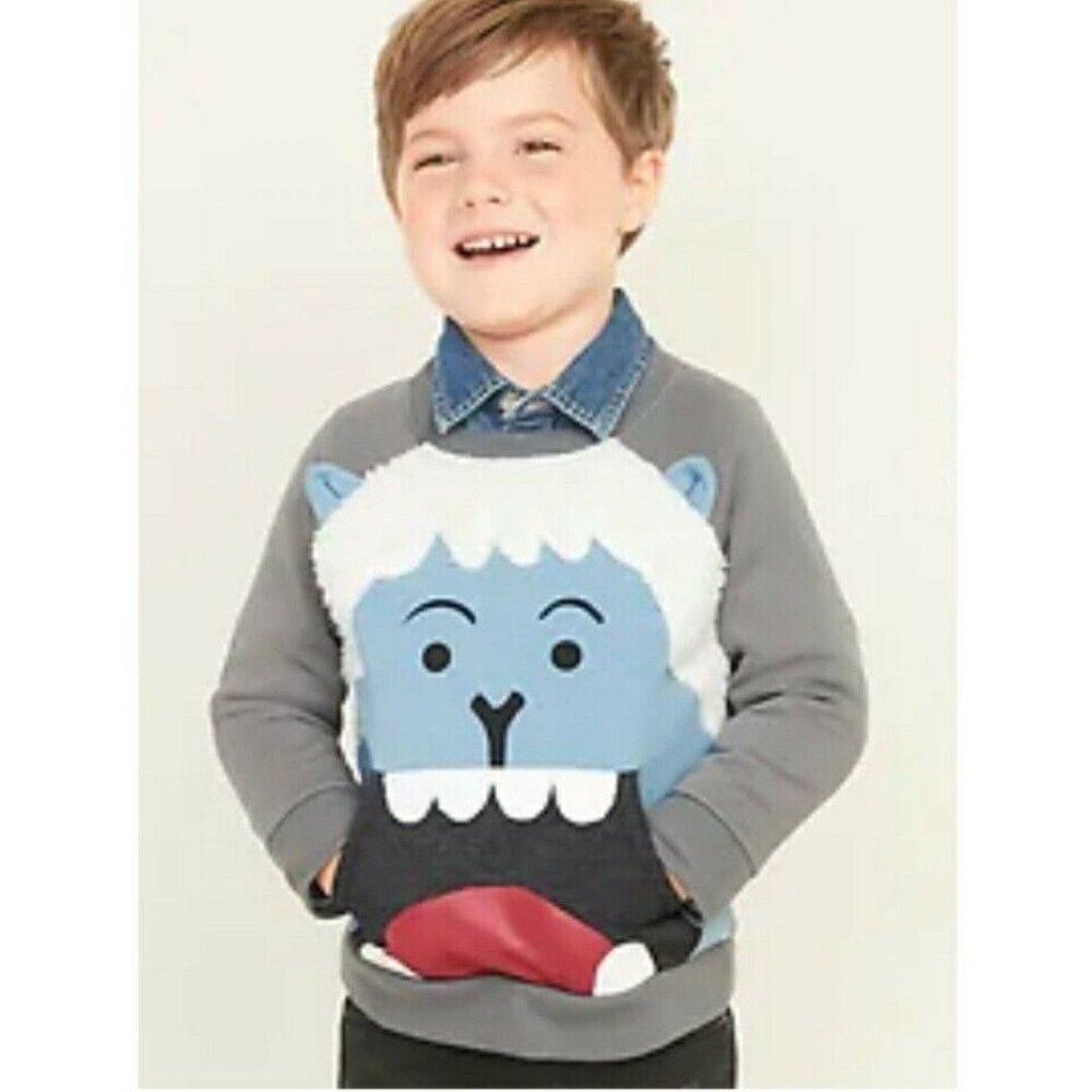 Old Navy Toddler Boys Critter-Graphic Yeti Front Pouch Pockets Sweatshirt 2T